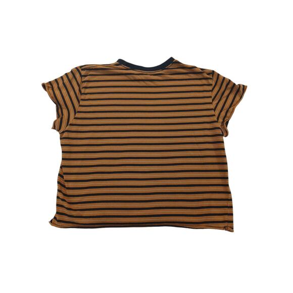 Volcom Womens Striped Short Sleeve T-Shirt Plus Sz XXL Brown Blue Cropped Boxy - Picture 11 of 12